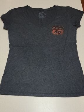 Stranded Phillups 66 Charcoal V-Neck Tee with Rust Logo